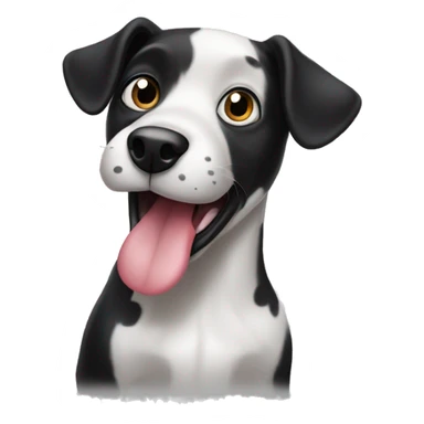 black and white dog sticking tongue out add spots sticker