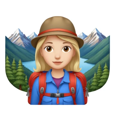 girl backpacking, travelling mountains background sticker