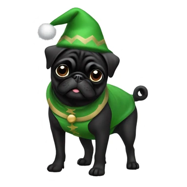 Black pug in elf costume sticker