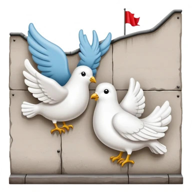 close-up of protest signs with peace dove and Berlin Wall, 1950s and 60s sticker