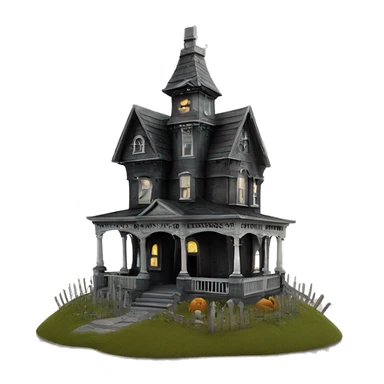 Haunting graveyard field Victorian mansion birdhouse  sticker