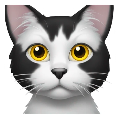 black and white cat with yellow eyes  sticker