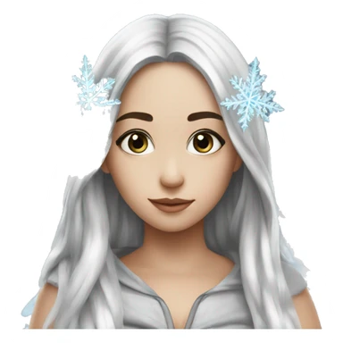 big wings, hood, silver, icy ,snowflake, Beautiful, fairy, long hair sticker