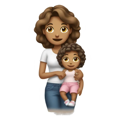 Mamá y su bebé niña  con pien blanca y cabello castaño claro  sticker