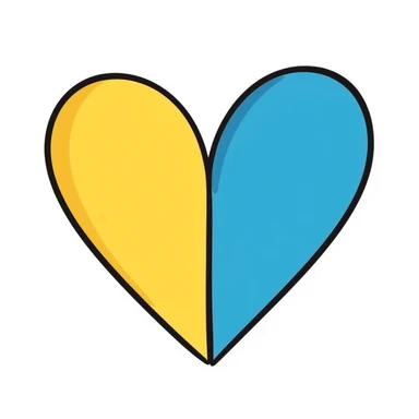 cute heart colored yellow and blue sticker