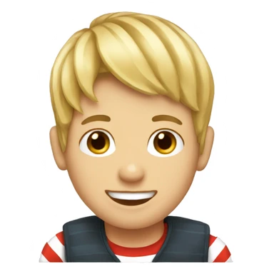 happy blonde boy striped hat sticker