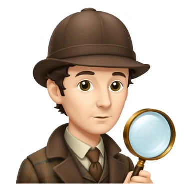 sherlock holmes with magnifying glass and deerstalker hat sticker