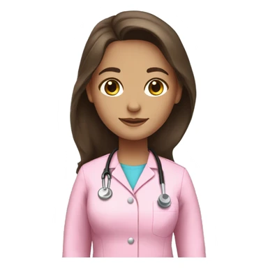 pretty brunette nurse with long hair in pink scrubs sticker