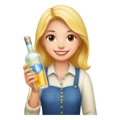 Girl in corn field holding vodka at party sticker
