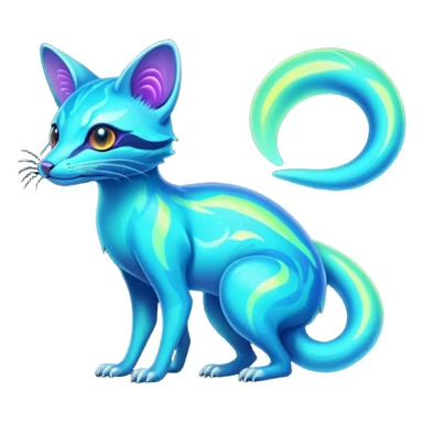 Exotic futuristic bioluminescent translucent transparent lush warm-colored neon-glowing iridescent Fakémon-Fionbri-Vernid-Genet-creature sticker