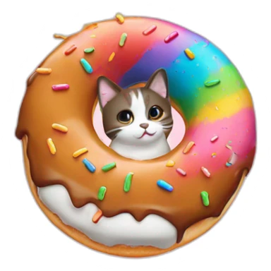 rainbow sprinkles donut with cat sticker