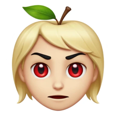 Lucifer from Hazbin Hotel as an apple-style emoji, mischievous expression, red eyes, and slicked-back hair sticker
