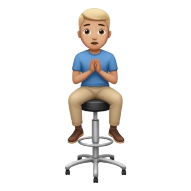 a person sitting on stool moving full backward head. sticker