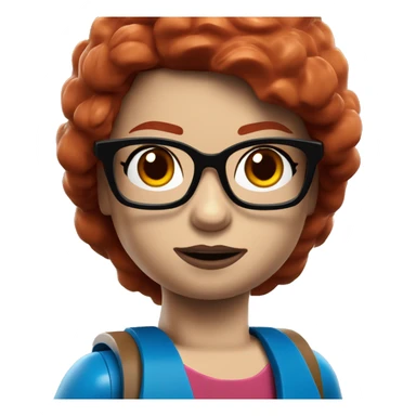 lego brick red hair girl blue eyes and glasses sticker