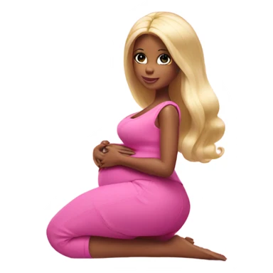 Pregnant Barbie kneeling sticker