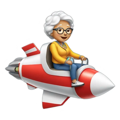 Grandma riding on a rocket sticker