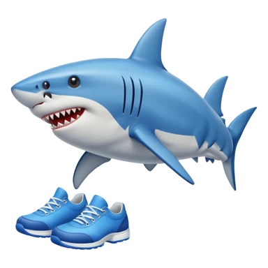 Shark with legs wearing blue shoes sticker