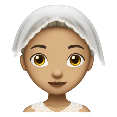 Light skin girl praying with eyes closed and lace white veil  sticker