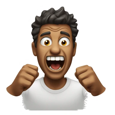face of a guy shouting with a devilish smile sticker