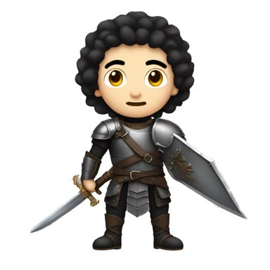white guy with black hair and leather armor with a big sword  sticker