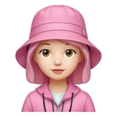 Stylish pink outfit with bucket hat sticker