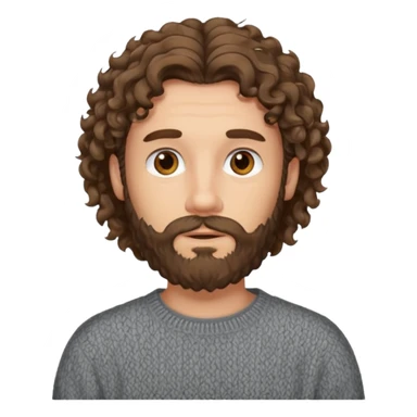long curly hair bearded man sweater sticker