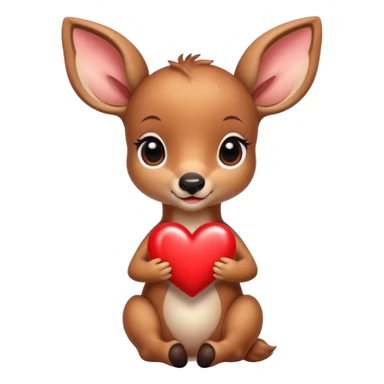 Cute baby deer holding a heart sticker