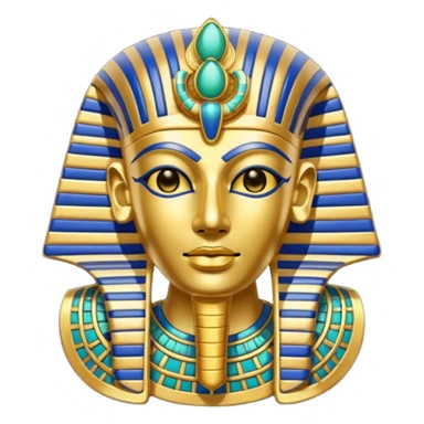 Discord emoji for "RA Silkroad", Ancient Egyptian theme, Pharaoh mask, Ankh, Scarab, Eye of Horus, colorful, shiny gold, small, clear.
 sticker