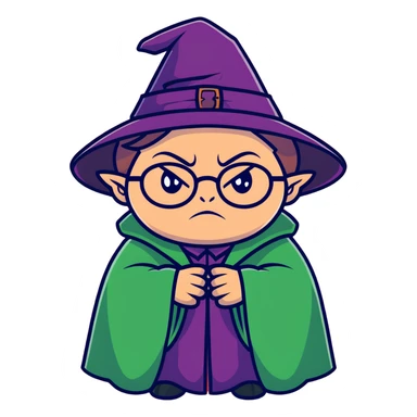 Upset Professor McGonagall with glasses, witch hat, green robes, looking stern and disapproving sticker