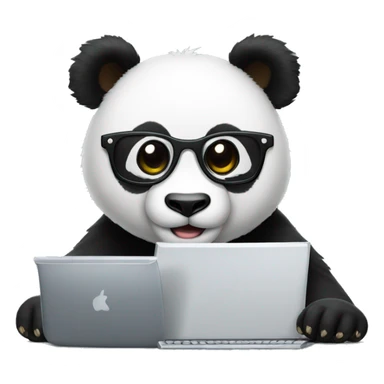 panda with glasses typing code on a big computer  sticker