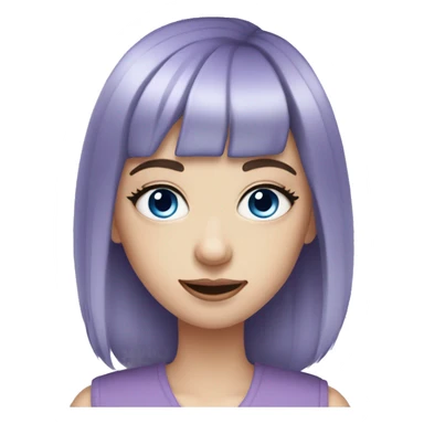 purple and grey hair women with bangs pale skin blue eyes purple makeup sticker
