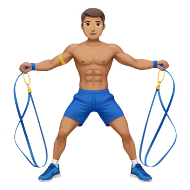 fit man with blue shorts resistance bands exercises sticker