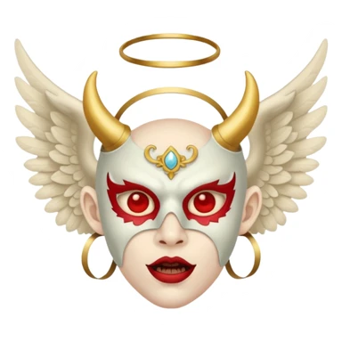 Demon wearing angel mask sticker