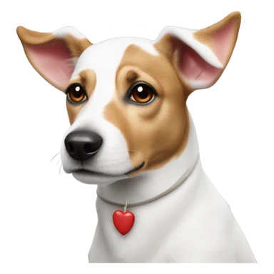 White dog white red spots jackrussel with rain deer ears headband sticker