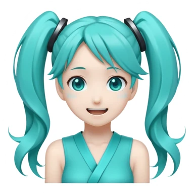 Hatsune Miku happy reaction with turquoise twin tails sticker