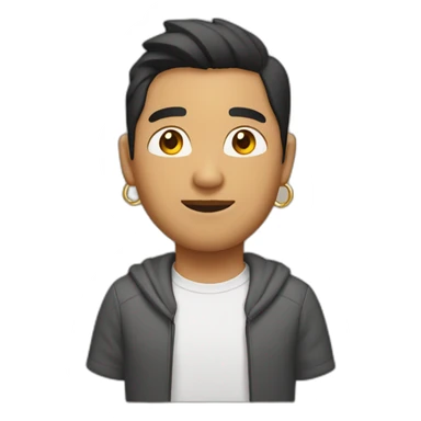 brown asian man with light beard with EarPods in ears and with golden chain on neck sticker