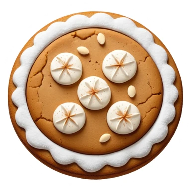 round gingerbread with three white almonds on top, seen from above sticker