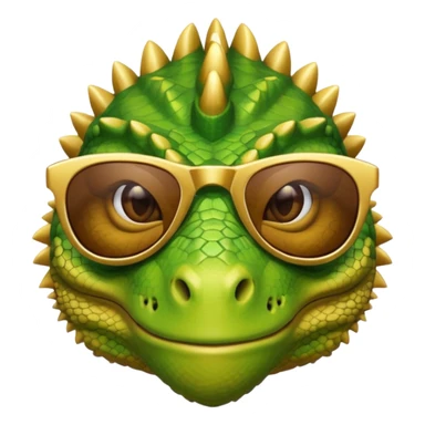 rich capitalist iguana head with golden glossy sunglasses sticker