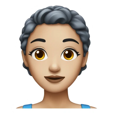 a woman with blue and brown hair and eyeliner on sticker