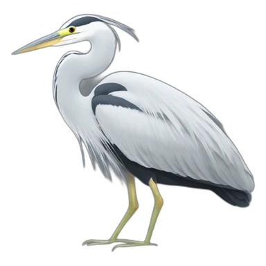 heron black and white sticker