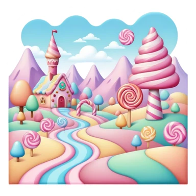 candy land  pastel surreal landscape sticker