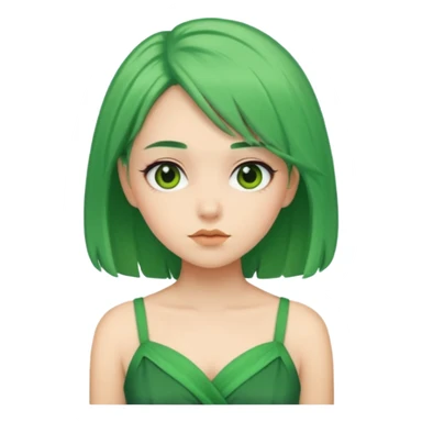 a girl of nature green hair and it shows green dress pretty sticker