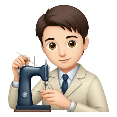 tailor sewing holding needle and thread sticker