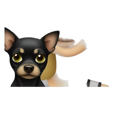 Green eyed Blonde girl with black chihuahua sticker