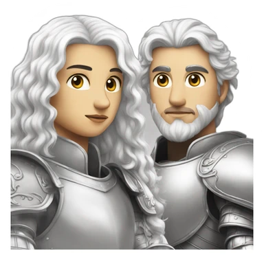 griffith with long and curl white air in a prestigious silver armor sticker