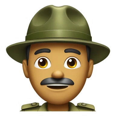 drill sergeant character wearing a classic sergeant hat and a camouflage army shirt. The character should have an angry intense expression. sticker