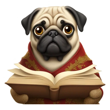 Pug reading Canterbury Tales sticker