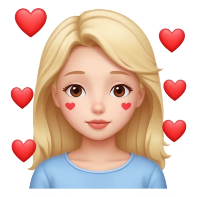 Cute Dreaming/Thinking of you, blushing, hearts sticker