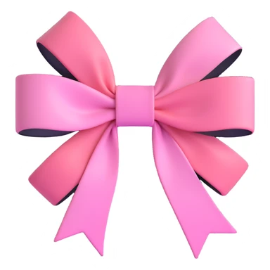3D emoji style pink bow with gothic effect, pastel pink to black gradient,, remove background sticker