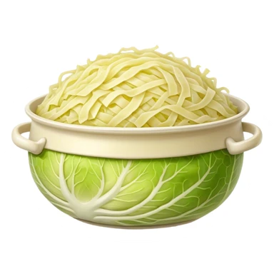 Cinematic Realistic Sauerkraut Dish Emoji, depicted as a tangy, fermented cabbage dish rendered with vibrant textures and natural, appetizing lighting. sticker